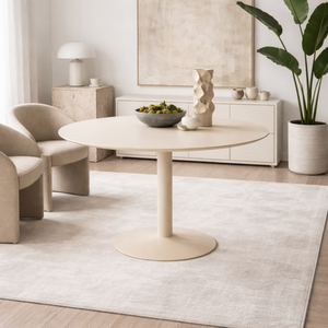 Ars Cream Round Dining Table with Trumpet Base