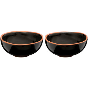 Calisto Black Glazed Terracotta Set of 2 Small Bowls