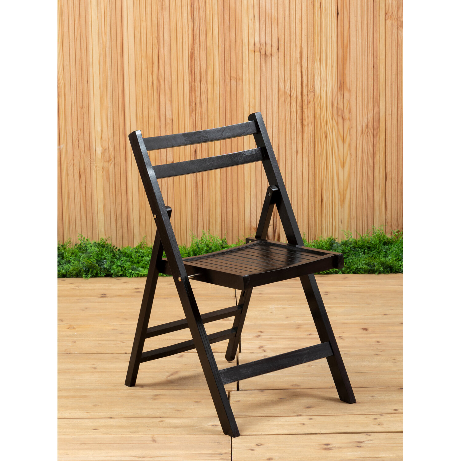 Beauport Black Wood Folding Chair - Black
