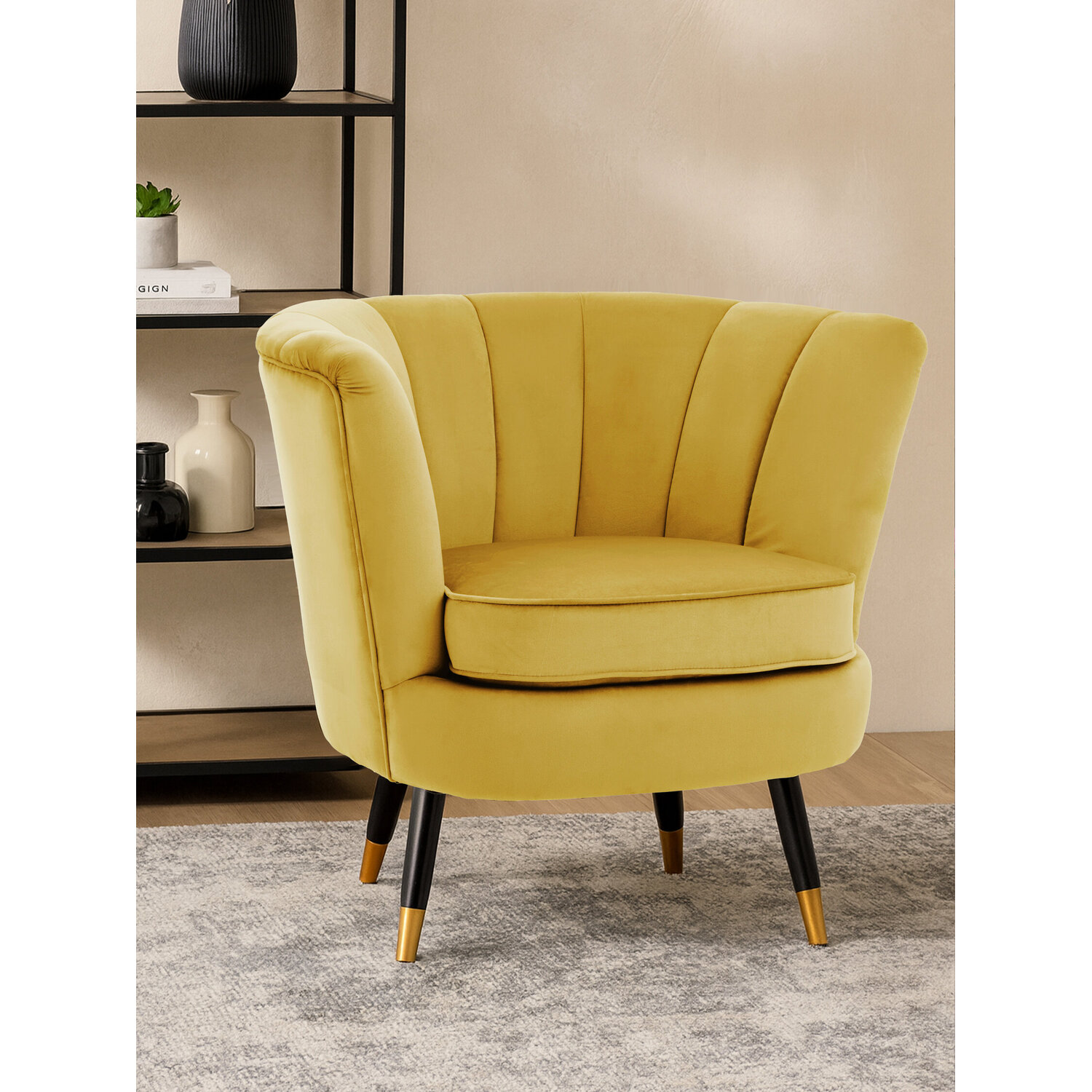 Loretta Pistachio Velvet Shell Accent Chair - Green