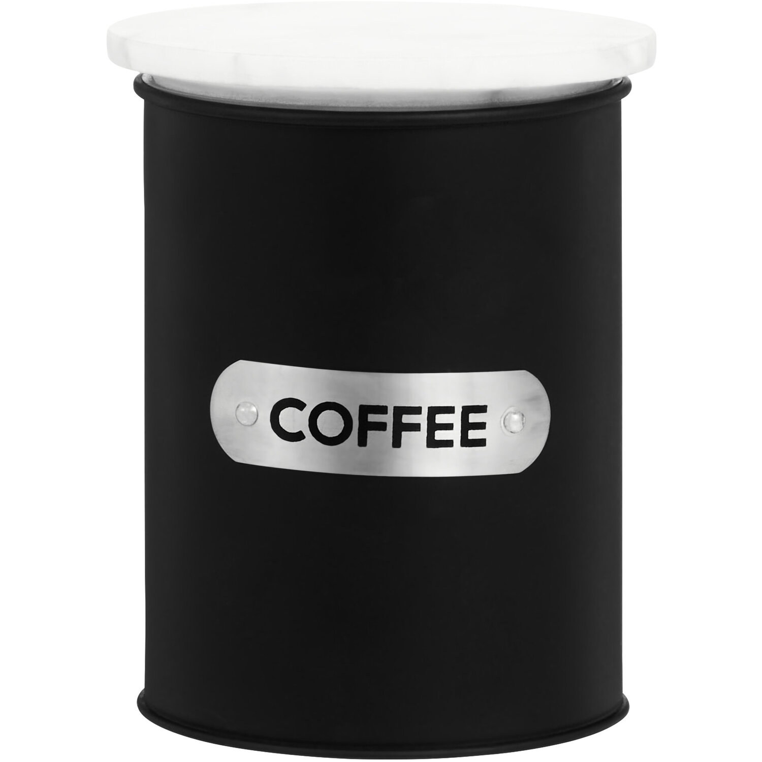 Liberty Black Enamel Coffee Canister With White Marble Lid - Black