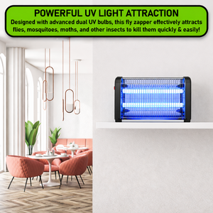 UV LED Wall Mounted Fly Zapper Killer Unit Electric for Capturing Flies, Moths, Mosquitoes  14w