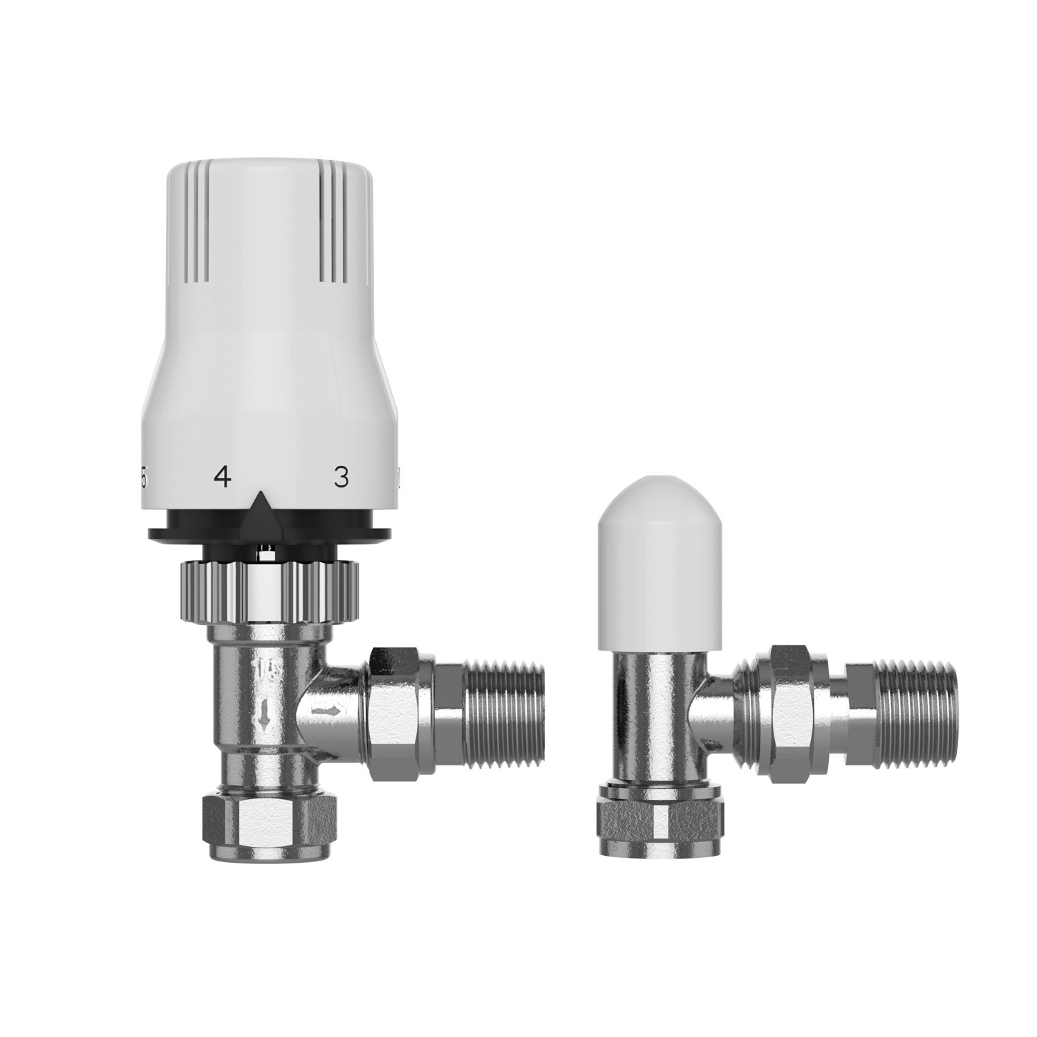 PRO HEAT TRV 15mm Angled Thermostatic Radiator Valve & Lockshield - White/Chrome - Image 5