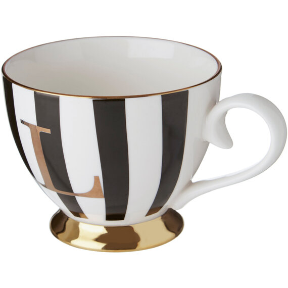 Duchess Black and White Monogram Mug, L