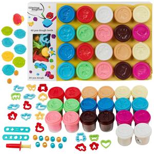 62 Piece Modelling Dough Kit 20 Pots 42 Tools - Multicoloured