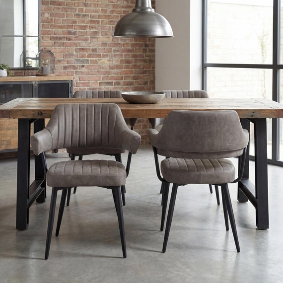 Remington Mid-Century Grey Leather Style Dining Chair