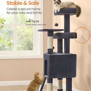 Feandrea Dark Grey Cat Tree, 136cm