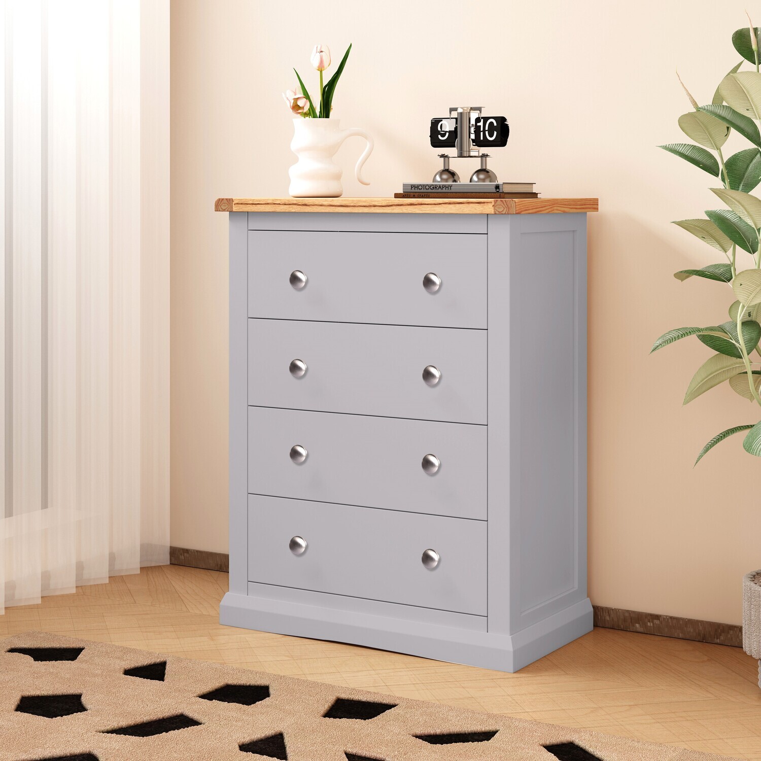 Cabinet Bits Rocca 4 Drawer Petite Chest - Grey / Chrome
