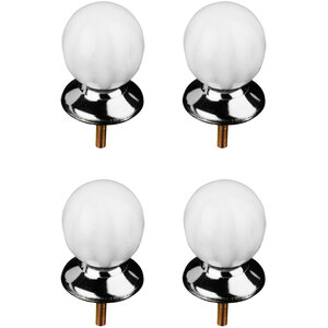 Set of 4 Retro Style White Ceramic Drawer Knobs