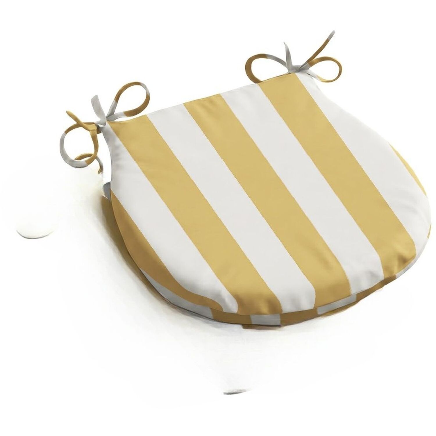 Livinluxury Wide Striped Outdoor D Shaped Seat Pad Yellow - Yellow/White / 1