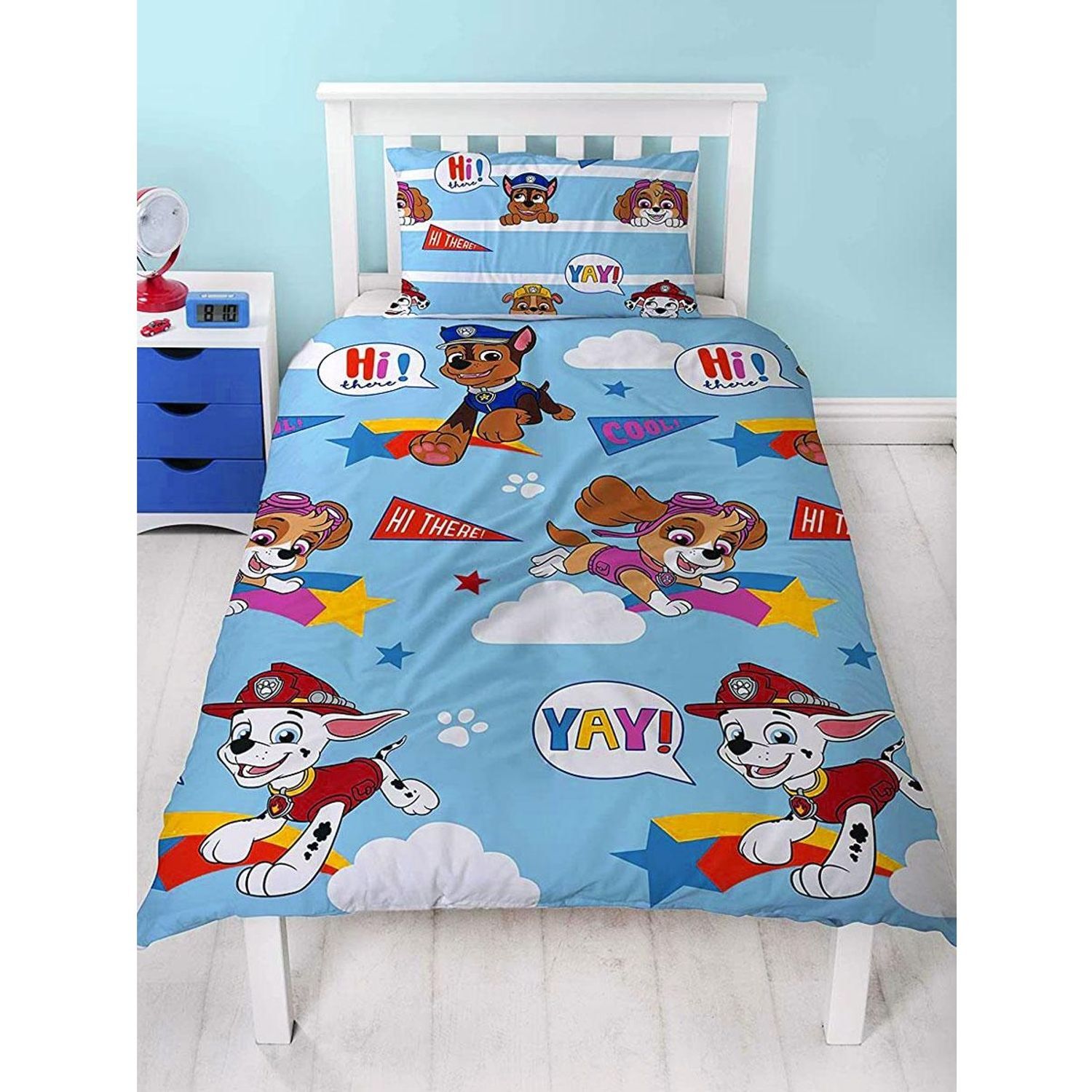 Paw Patrol Unisex Blue Cool Reversible Rotary Duvet Cover Set In | Size: Single - Image 3