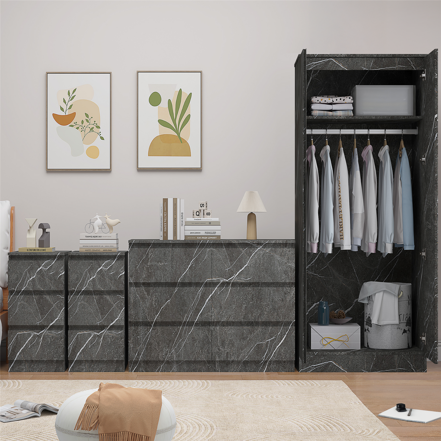 Zita Marble Effect Bedroom Set