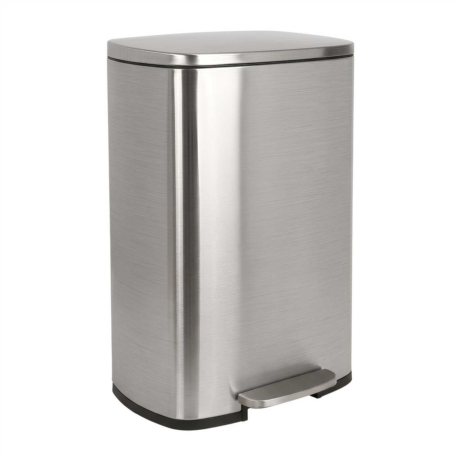 B&Q - 50L Kitchen Waste BinSilver Soft Close Kitchen Trash Can Stainless Steel Rubbish Pedal Bin With Inner Bucket - Image 4