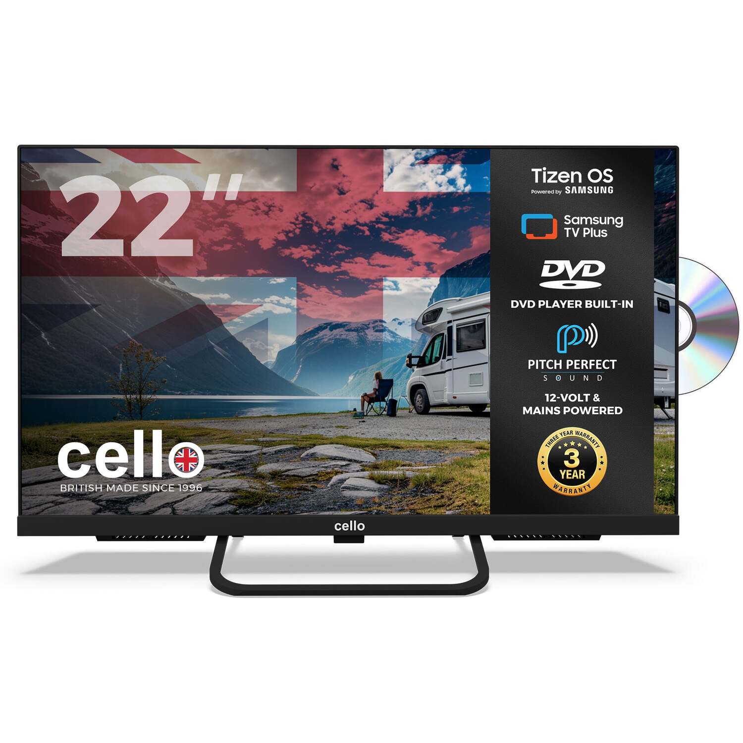 B&Q - 22 Inch Smart Samsung Plus 12-Volt Traveller Tv With Dvd Player - Image 2