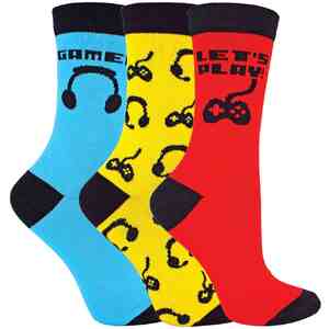3 Pack Girls & Boys Novelty Video Gaming Socks