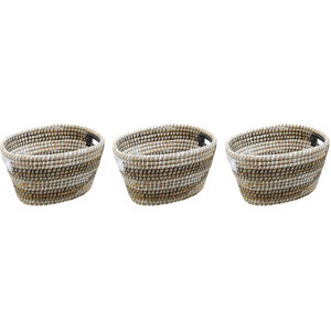 Lidi Set Of Three Oval Straw Baskets