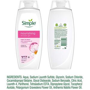 Simple Kind to Skin Nourishing Shower Cream with Gentle Formulation 450ml, 6 Pk