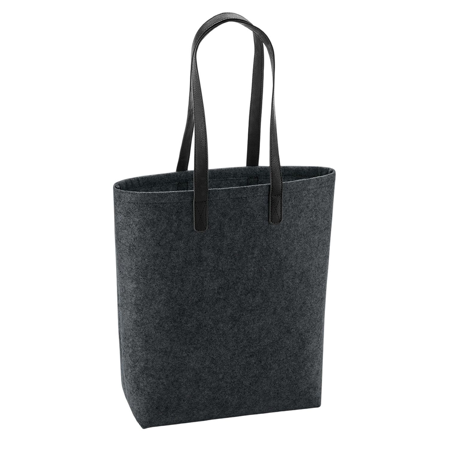 Bagbase Premium Felt Tote Bag - Black/Charcoal Melange