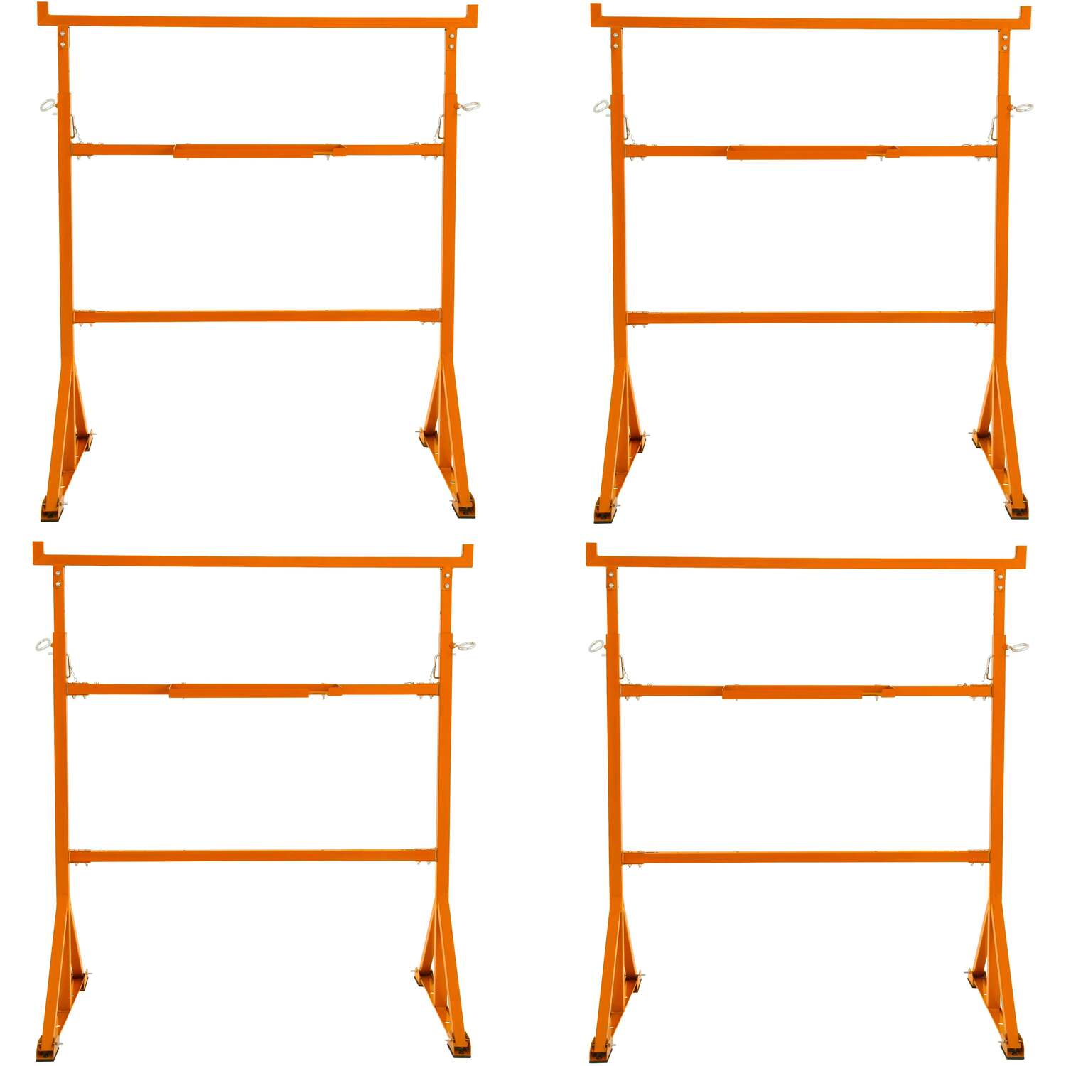T-Mech Trestle Stand Heavy Duty Steel Builders Sawhorse Worktable Adjustable Height - Orange / 32.4Kg