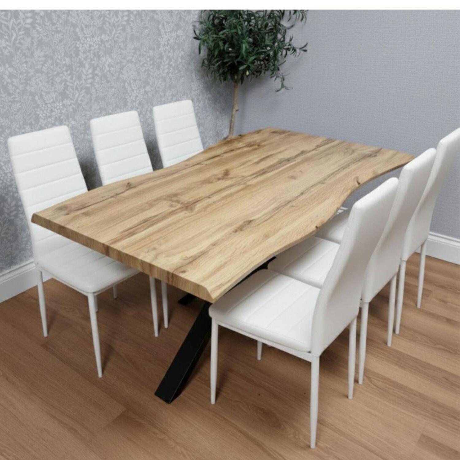 Portland White Faux Leather Padded 6 Seater Dining Set - Image 3