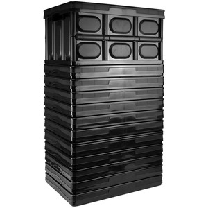 TekBox 30L Black Folding Storage Box - Set of 12 Boxes