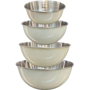 Buckingham Stainless Steel Set of 4 Mixing Bowls, Cream