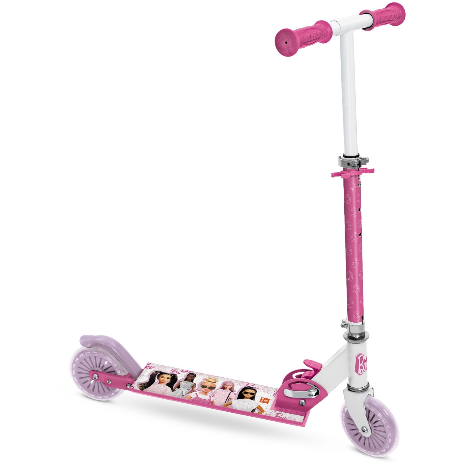 Mondo Barbie 2 Wheel Foldable Scooter - Adjustable Handlebar - Pink - Image 4