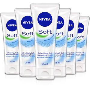 Nivea Soft Moisturising Cream Tube 75ml - Pack of 6