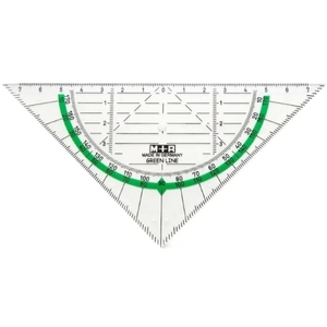 Eco Geometric Set Square/Protractor - 16cm - Recycled Plastic, Transparent