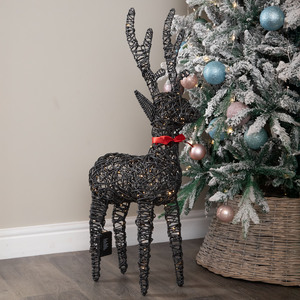 90cm Battery Operated Light up Brown Christmas Reindeer with 100 Warm White LEDs