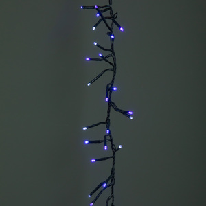 37.5m 3000 LED Christmas Cluster Multi-Action String Lights with Timer in Blue, Purple & White