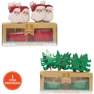 48 Piece Christmas Cupcake Cases and Toppers