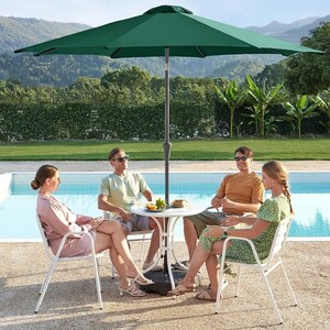 Outdoor Garden Sun Shade Parasol, Dual Tilt Mechanism with Crank Handle, Base Not Included