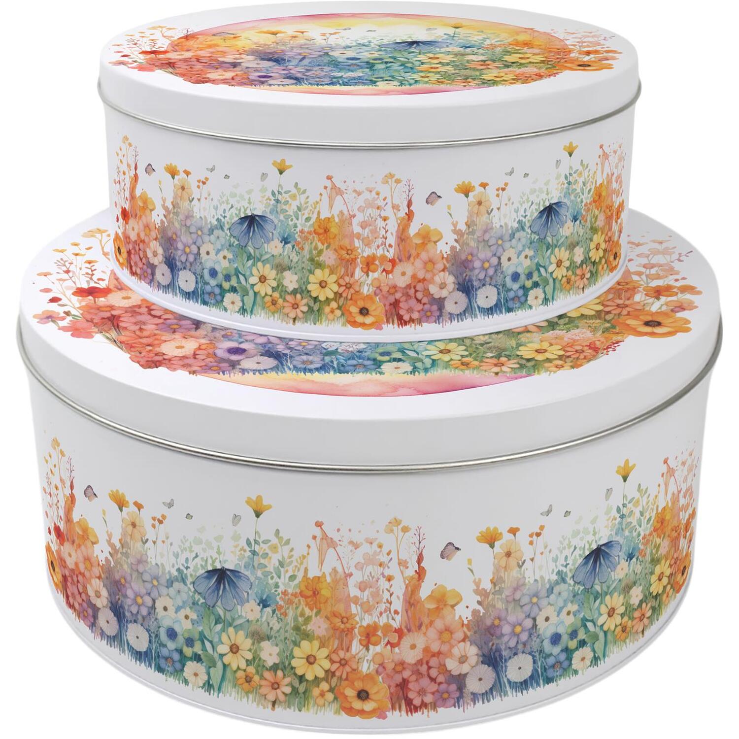 Image of Watercolour Rainbow Round Cake Tin Set&hellip;