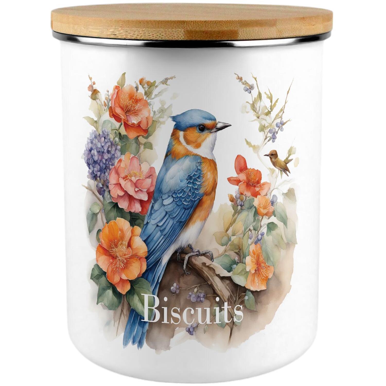 B&Q -  Blue & Orange Bird Extra Large Biscuit Tin - Image 3