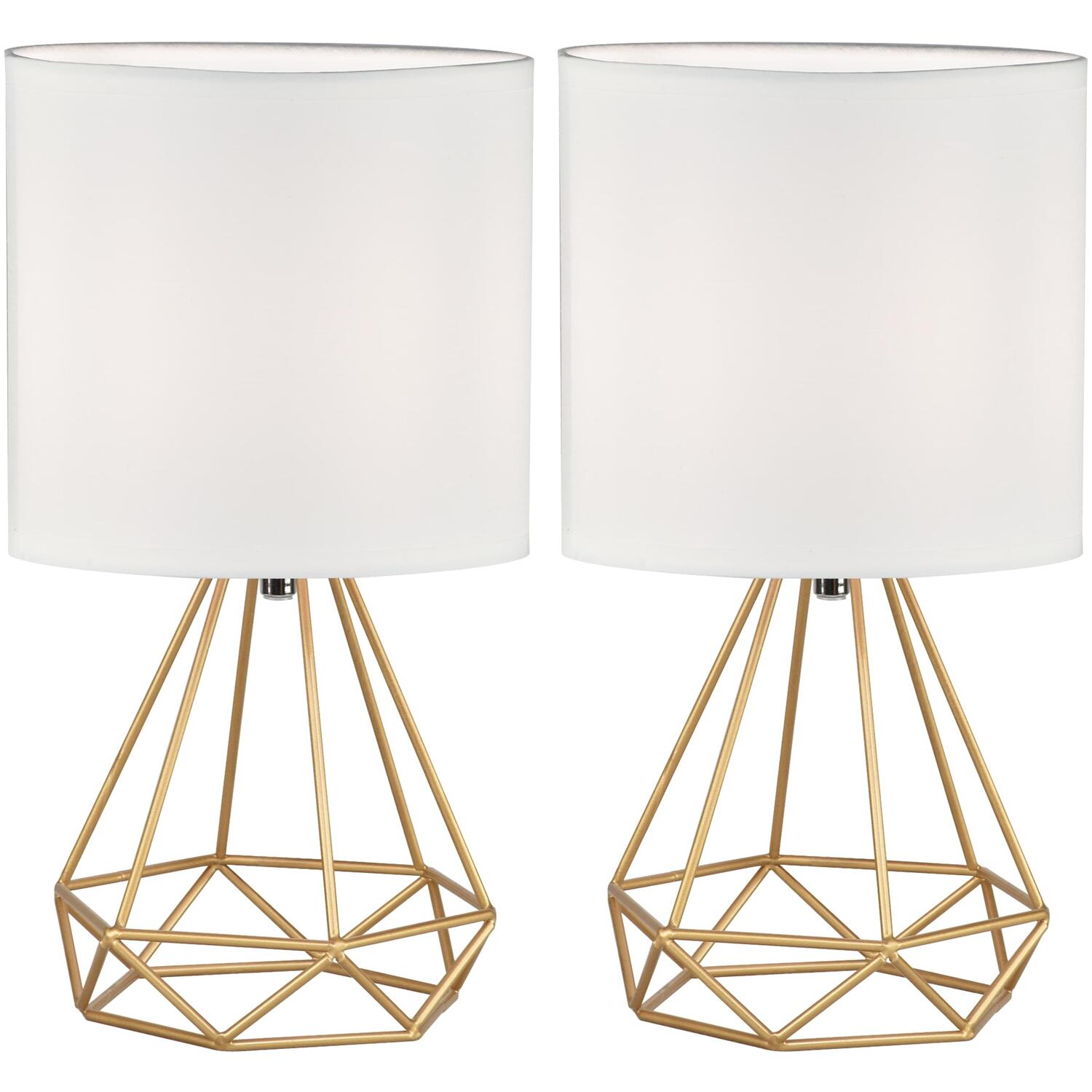 First Choice Lighting Set Of 2 Christie Table Lamp With Shades - Gold & White