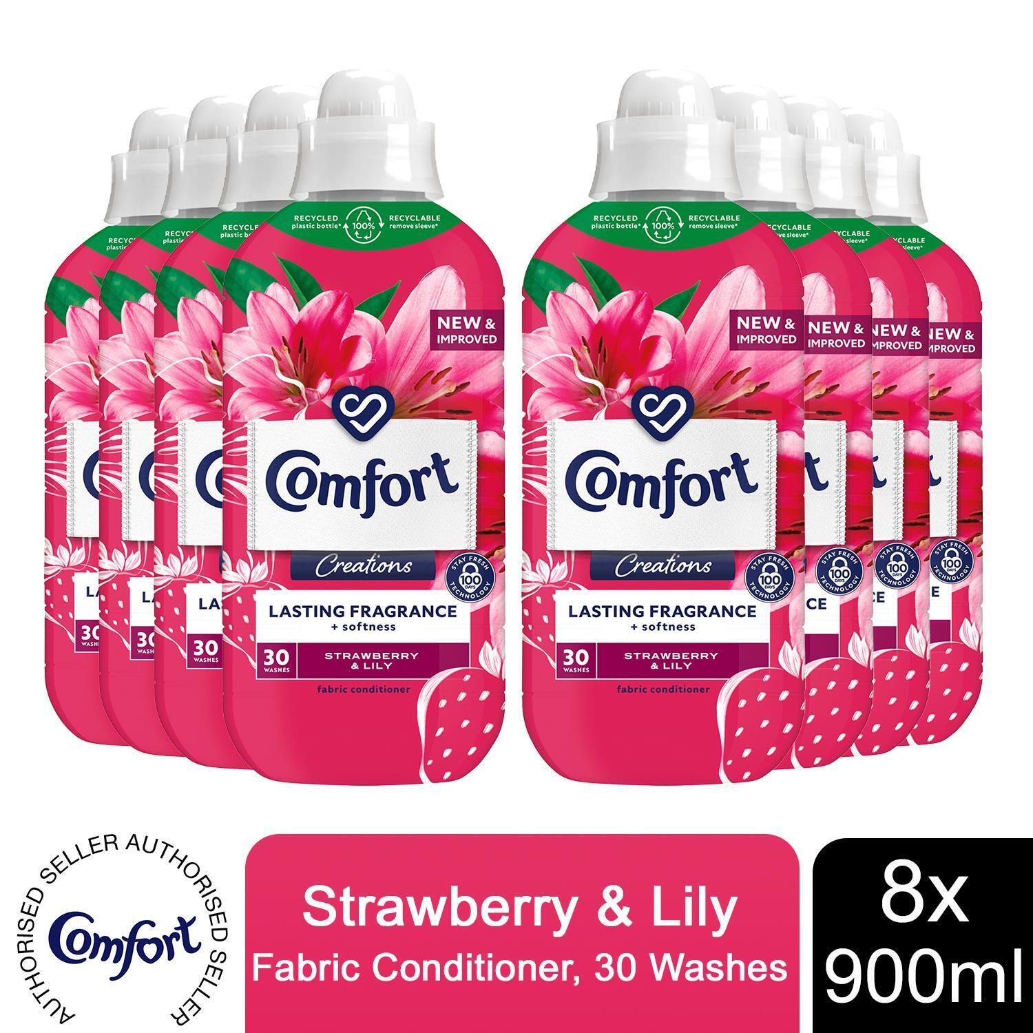 Comfort Creations Strawberry And Lily Fabric Conditioner 30 Washes 900Ml 8 Pack - Image 3