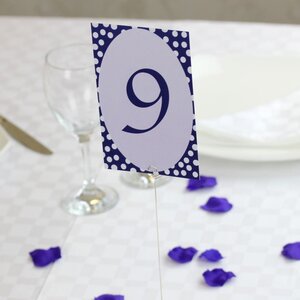 Navy Blue Polka Dot Table Numbers Laminated 72 Cards
