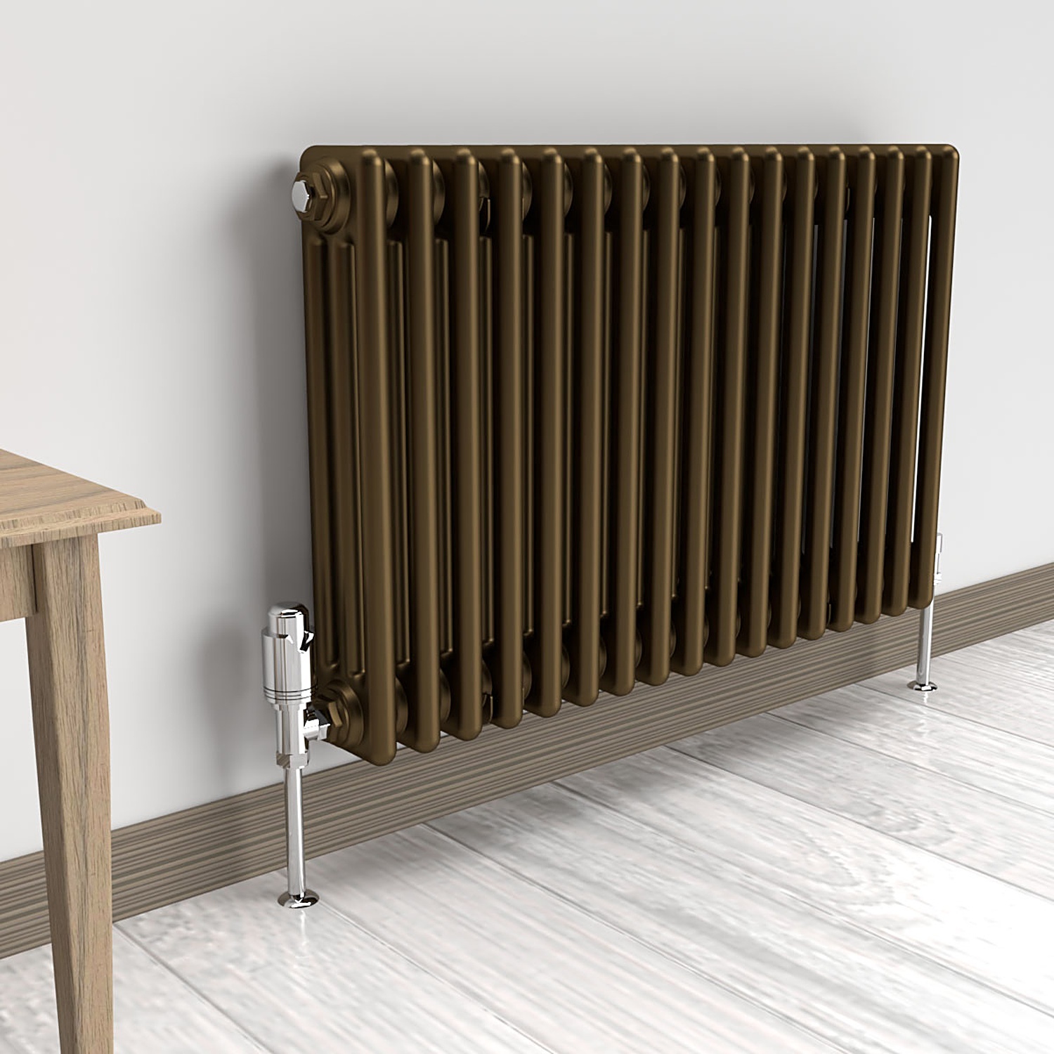 Lux Heat Horizontal 3 Column Radiator - Antique Brass - 500Mm X 785Mm - Antique Brass