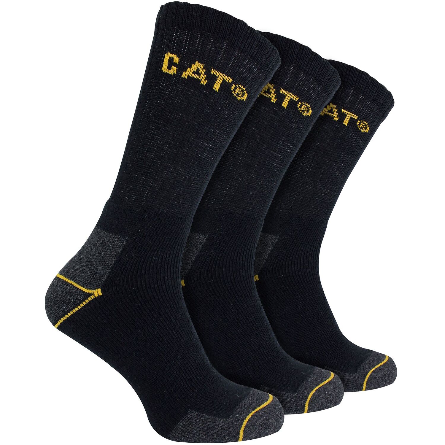 Cat Men's Black 3 Pack Real Work Cotton Socks In | Size: 11-14 - Image 3