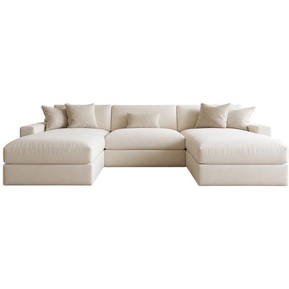Naples Cream Stallion U Shape Sofa Fixedback