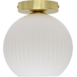 Betchley White Ribbed Glass Globe Satin Brass Ceiling Light Fitting
