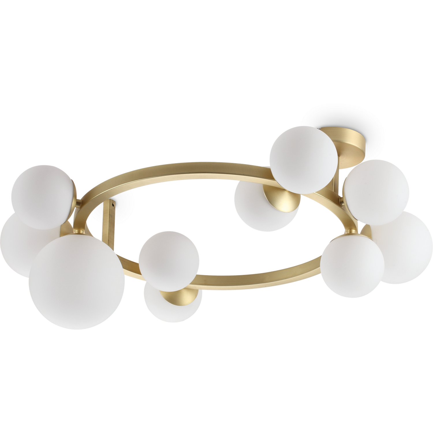 Ideal Lux Perlage Ceiling Lamp, Brass/White, Length 70 Cm, 10-Bulb Design - Image 2