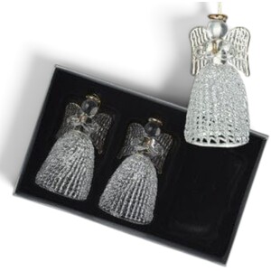 Set of 3 Large Glass Angels Christmas Tree Decorations