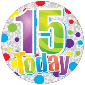 Jumbo Age 15 Unisex Party Badge Multi Pack of 12