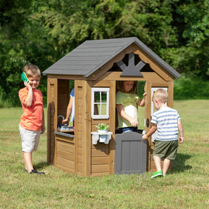 Backyard Discovery Maple Leaf Cedar Wooden Playhouse with Play Kitchen A