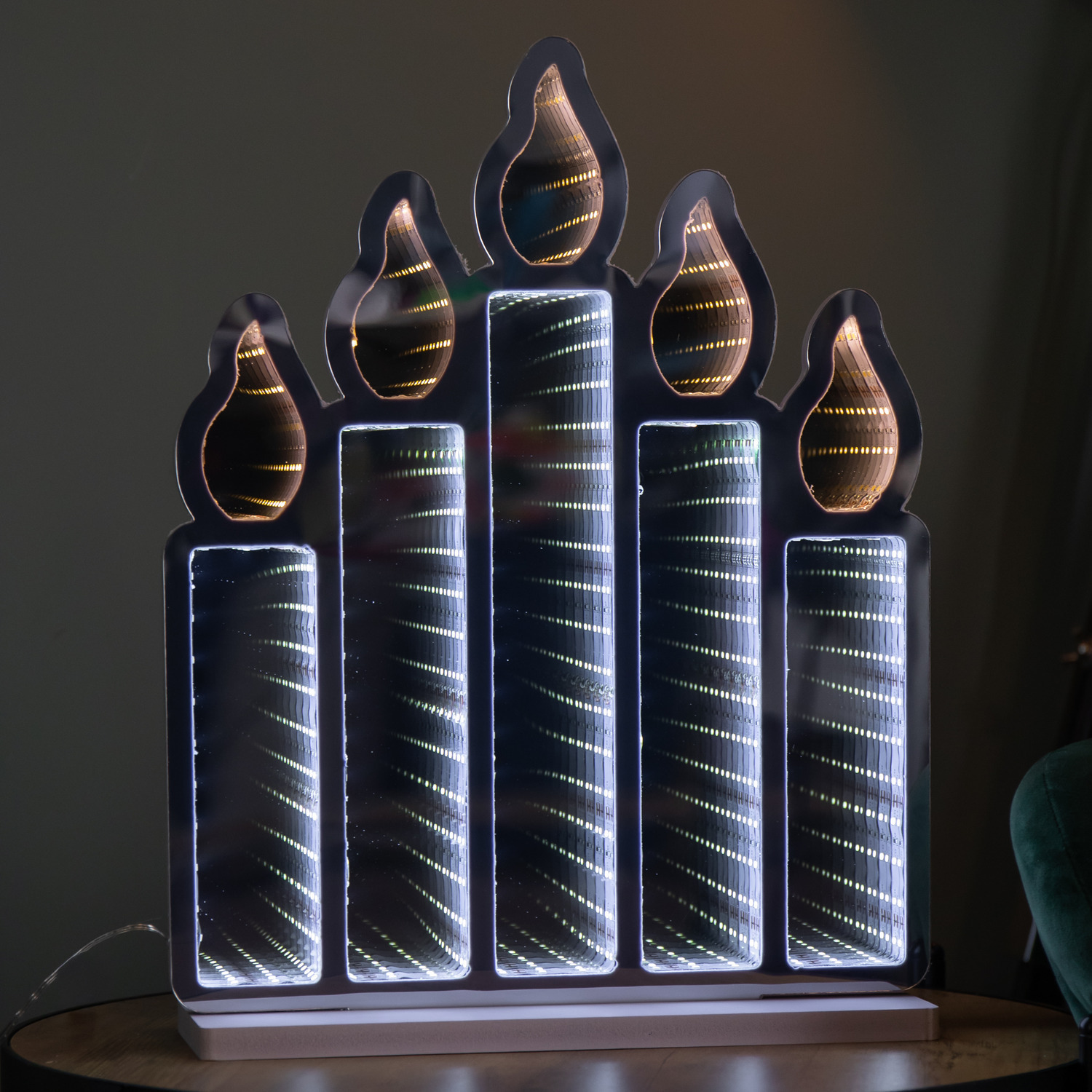 Premier 40Cm Light Up Standing Candlebridge With Flickering Flame Christmas Infinity Mirror - Image 5