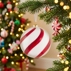 Candy Cane Swirl Bauble 15cm