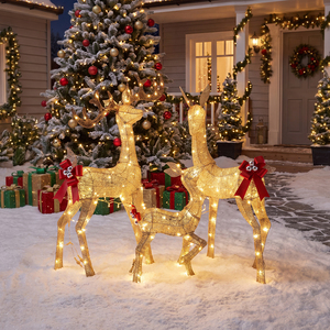 3 Piece Light Up Christmas Reindeer Family