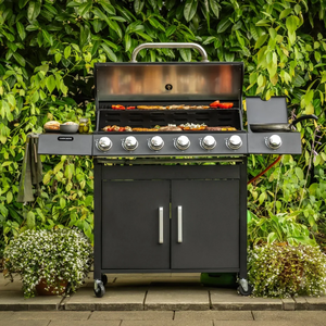 Fire Mountain Cascade 7 Burner Gas BBQ, Side Burner, Cast Iron Grills, 19.3kW